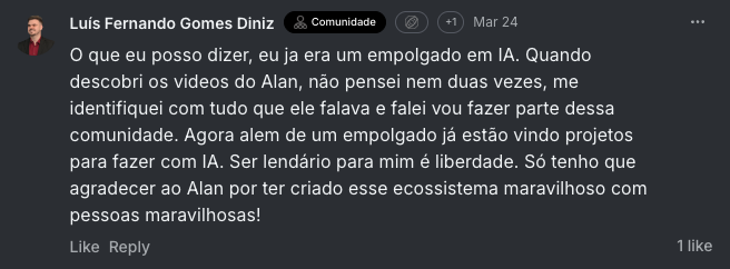 Depoimento de aluno