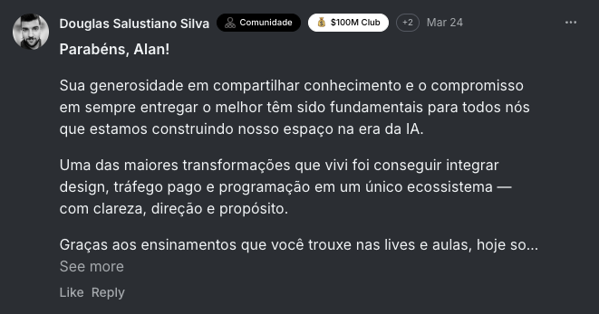 Depoimento de aluno