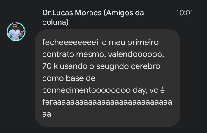 Print do depoimento de Dr. Lucas Moraes