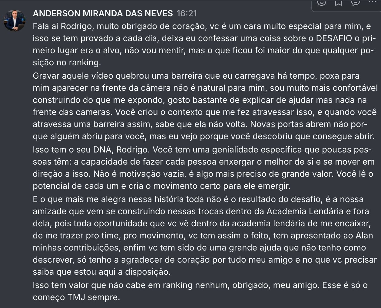 Print do depoimento de Anderson Miranda das Neves