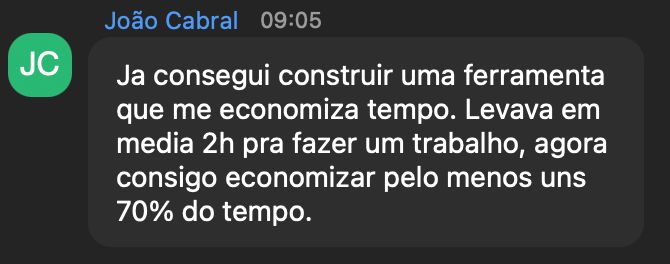 Depoimento de aluno